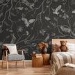 GDSE3143 Playful Forest Wallpaper Premium Peel and Stick Material 26in Wide x 6ft, 9 ft, 12ft, Black