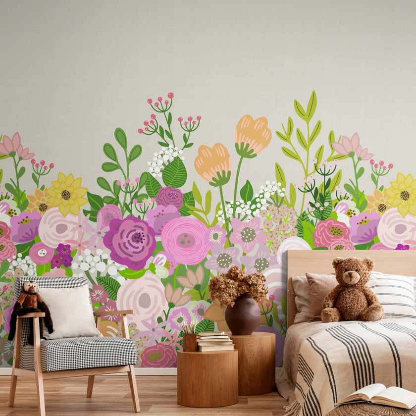 GE5041 Big Blooms Endless Murals Beige Cream Multi-color