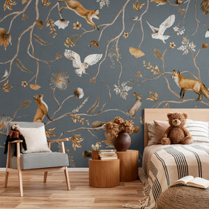 GDSE3148 Playful Forest Wallpaper Premium Peel and Stick Material 26in Wide x 6ft, 9 ft, 12ft, Taupe