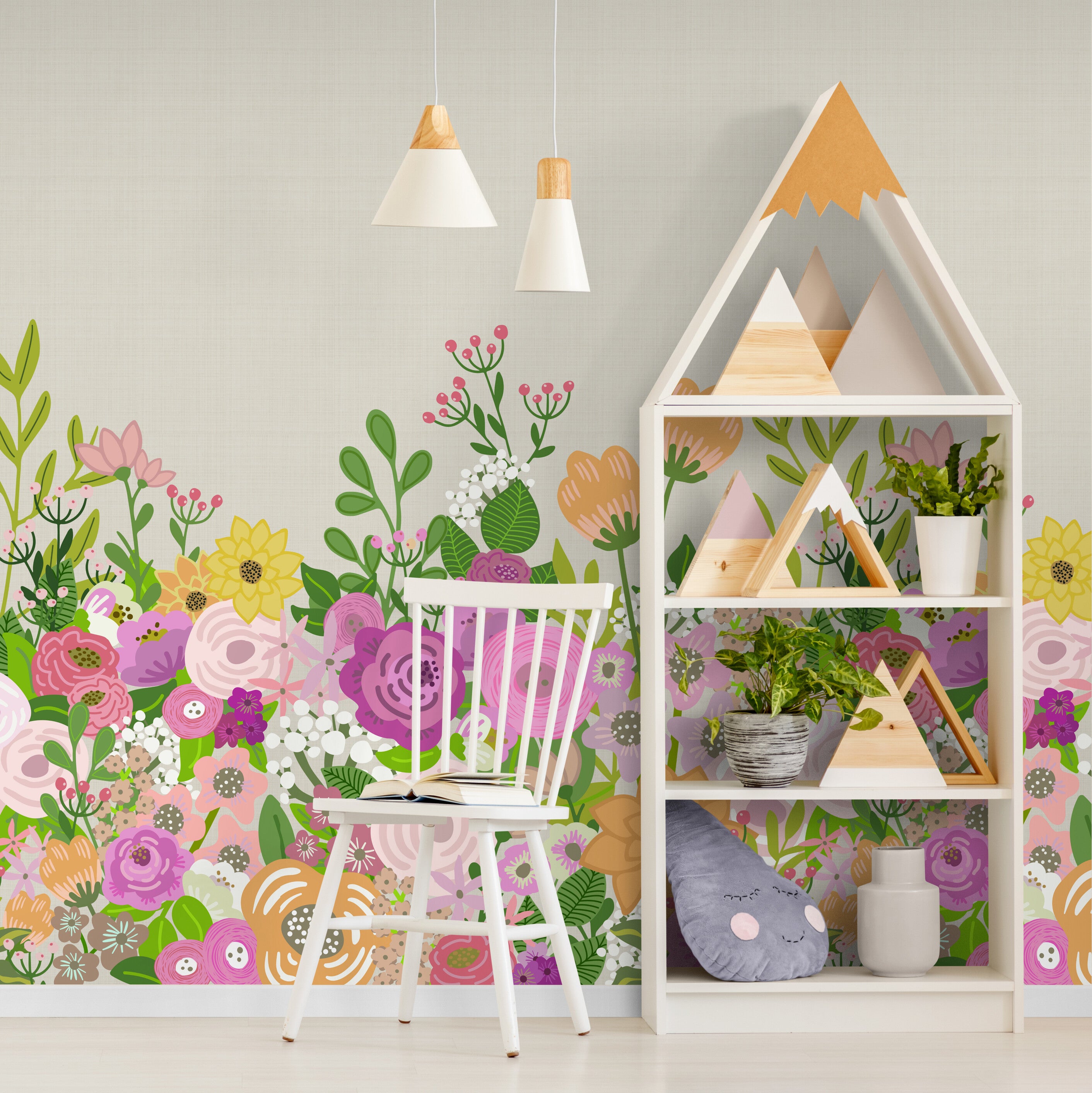 GE5041 Big Blooms Grace & Gardenia Endless Mural Beige Cream Multi-color