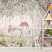 GDSE3120 Unicorn Forest Wallpaper Premium Peel and Stick Material 26in Wide x 6ft, 9 ft, 12ft, Pink Green