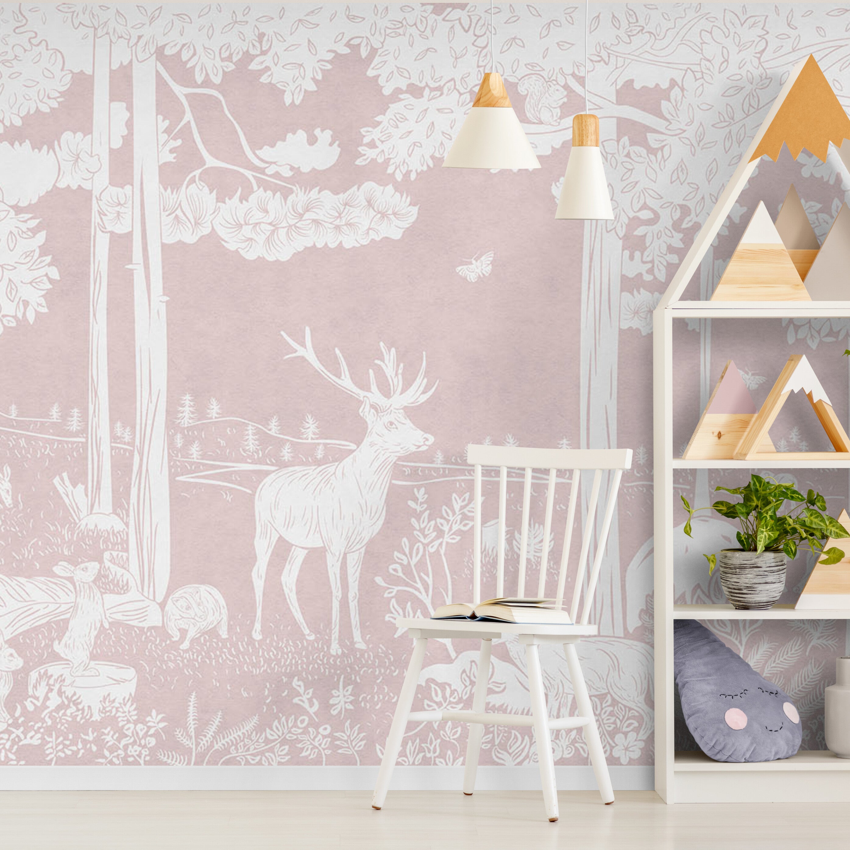 GDSE3089 Monochrome Forest Wallpaper Premium Peel and Stick Material 26in Wide x 9 ft. Pink