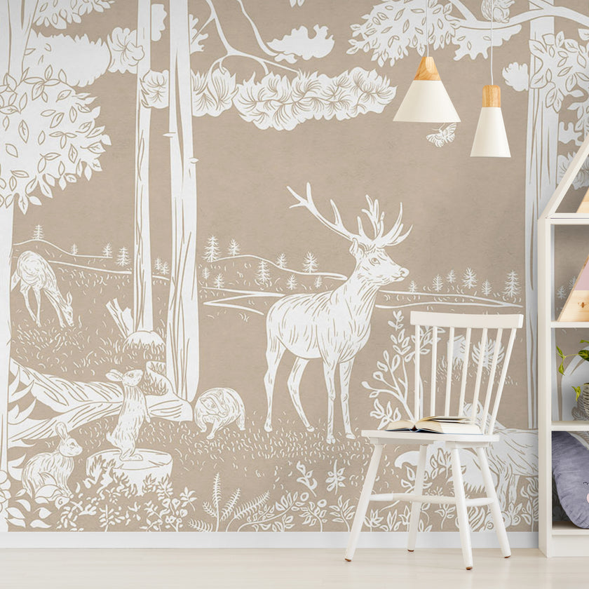 GDSE3083 Monochrome Forest Wallpaper Premium Peel and Stick Material 26in Wide x 9 ft. Light Brown