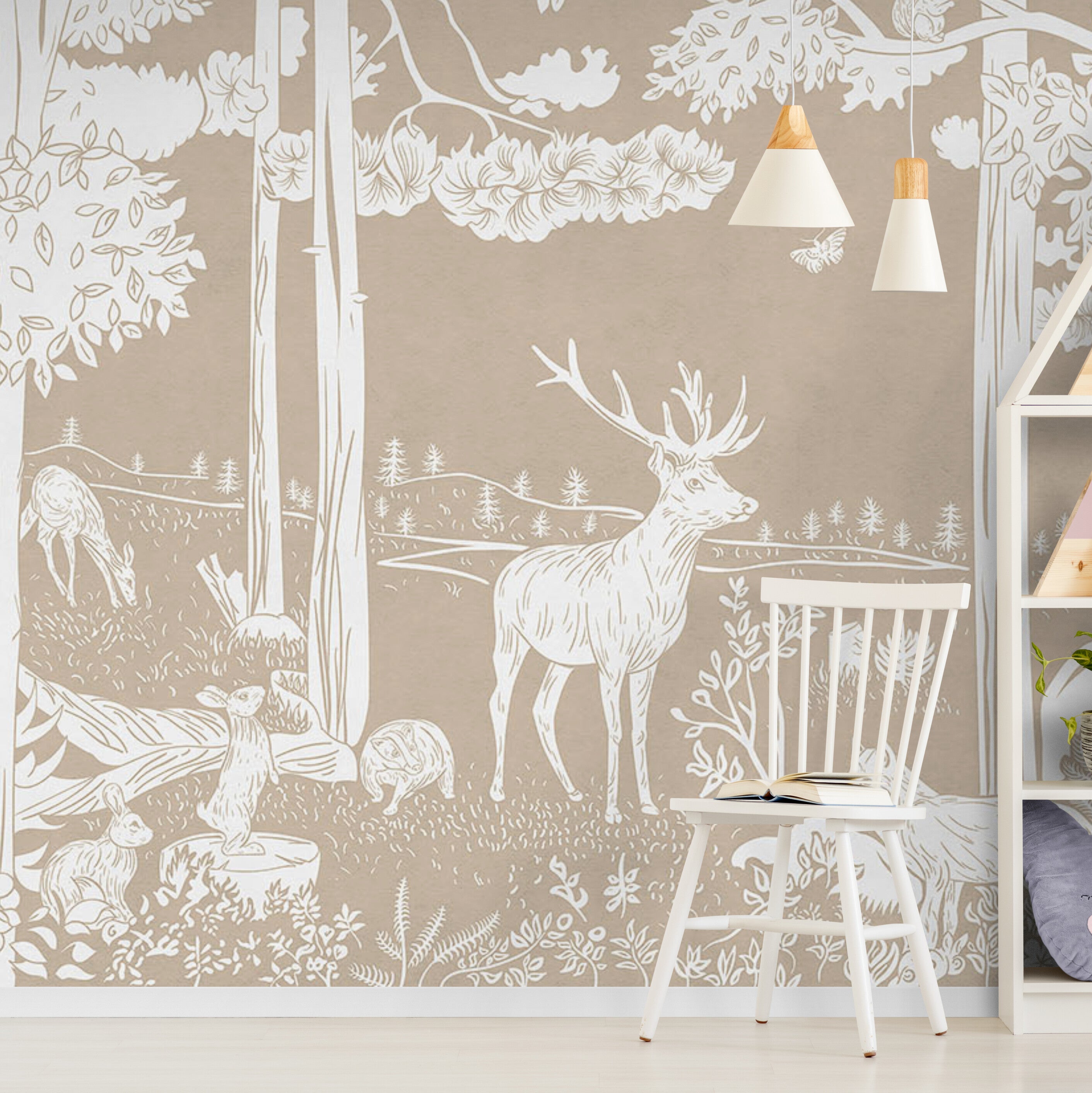 GDSE3083 Monochrome Forest Wallpaper Premium Peel and Stick Material 26in Wide x 9 ft. Light Brown