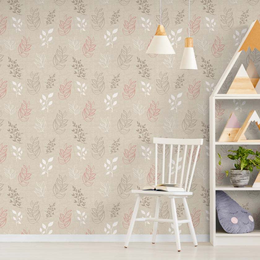 GW5020 Botanical Fronds Wallpaper Roll 19 inch Wide x 18 ft. Long in Brown Gray Tan