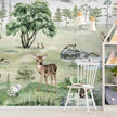 GDSE3041 Deer Forest Wallpaper Mural Premium Peel and Stick Material 26in Wide x 9 ft. Winter White