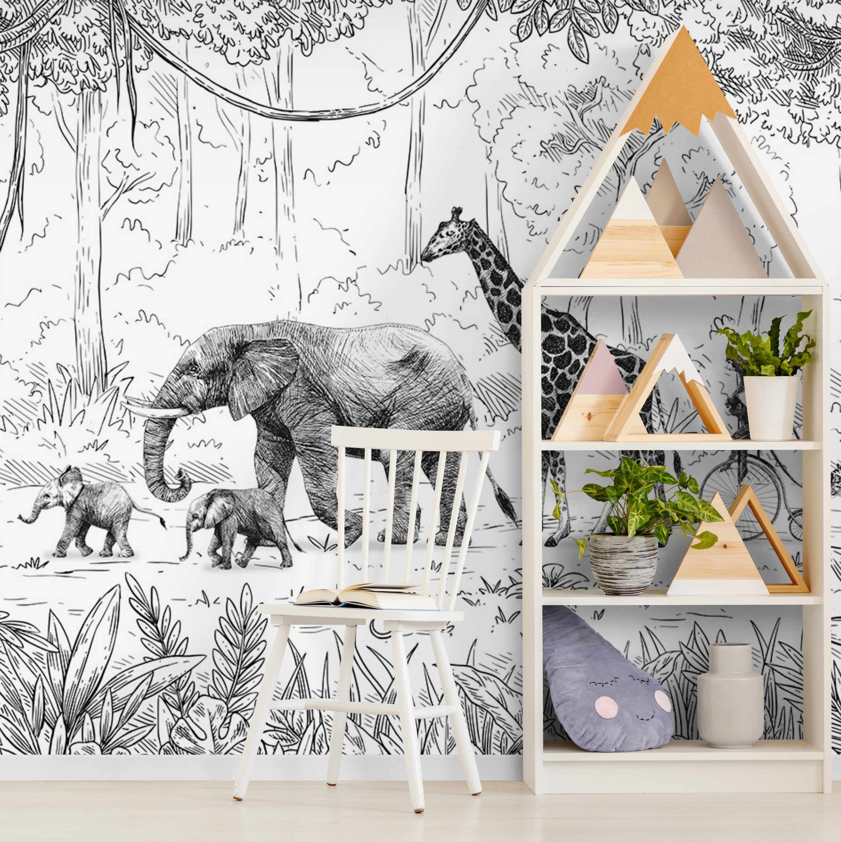 GDSE3012 Animal Parade Wallpaper Mural Premium Peel and Stick Material 26in Wide x 9 ft. Green