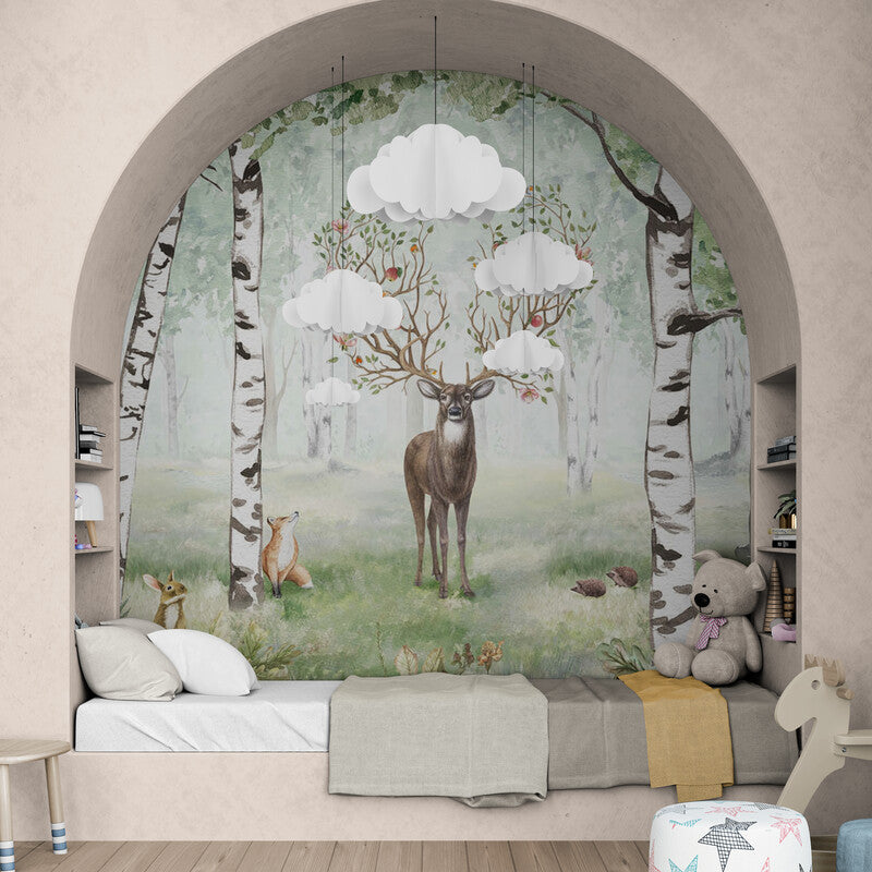 GDSE3001 Amazing Antlers Summer Wallpaper Mural, Premium Peel and Stick Material 26in Wide x 9 ft. Multi-colored