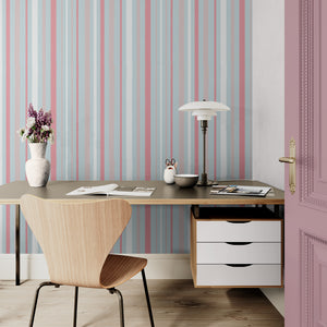 GW6080 Tousled Stripe Wallpaper Roll 19 inch Wide x 18 ft. Long in Pink Blue
