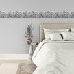 GB5001 Etched Blossom Peel and Stick Wallpaper Border 10in or 8in Height x 15ft Long Gray Teal Blue