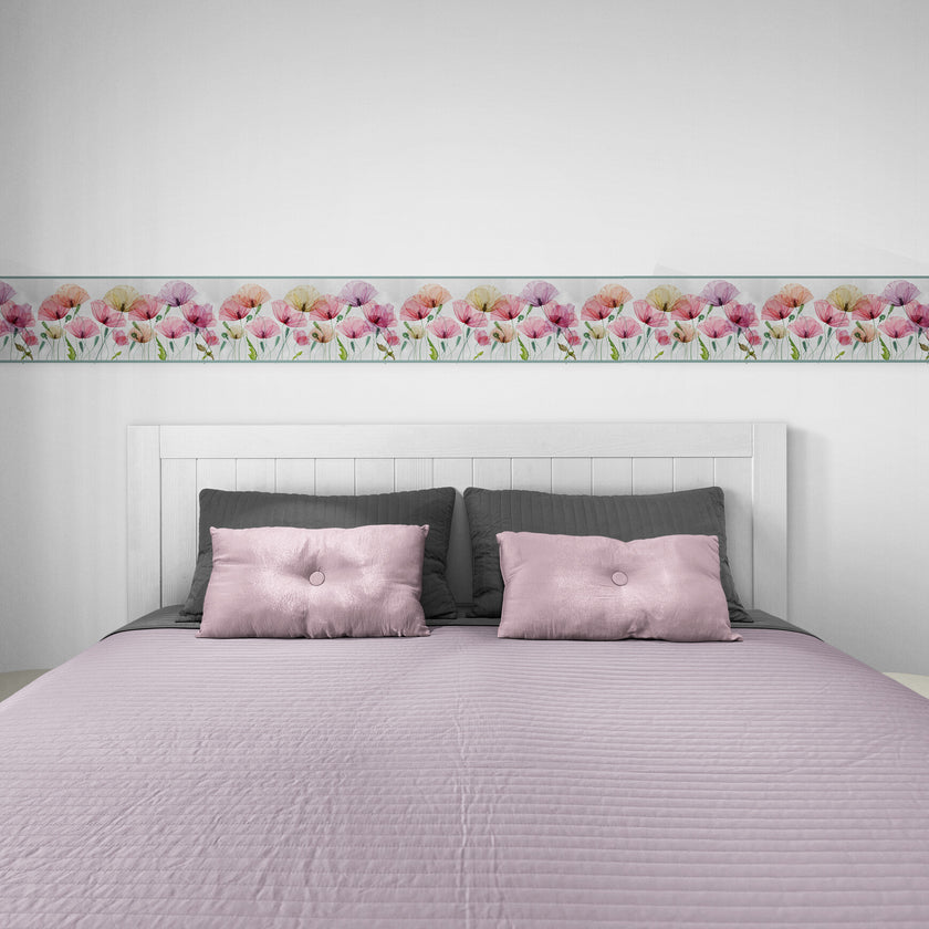 GB5080g8 Oshibana Botanicals Peel and Stick Wallpaper Border 8in or 10in Height x 15ft Long Red Multicolored