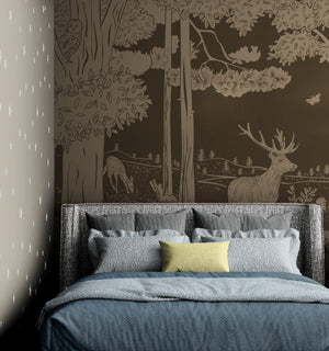GDSE3082 Monochrome Forest Wallpaper Premium Peel and Stick Material 26in Wide x 9 ft. Vintage Brown