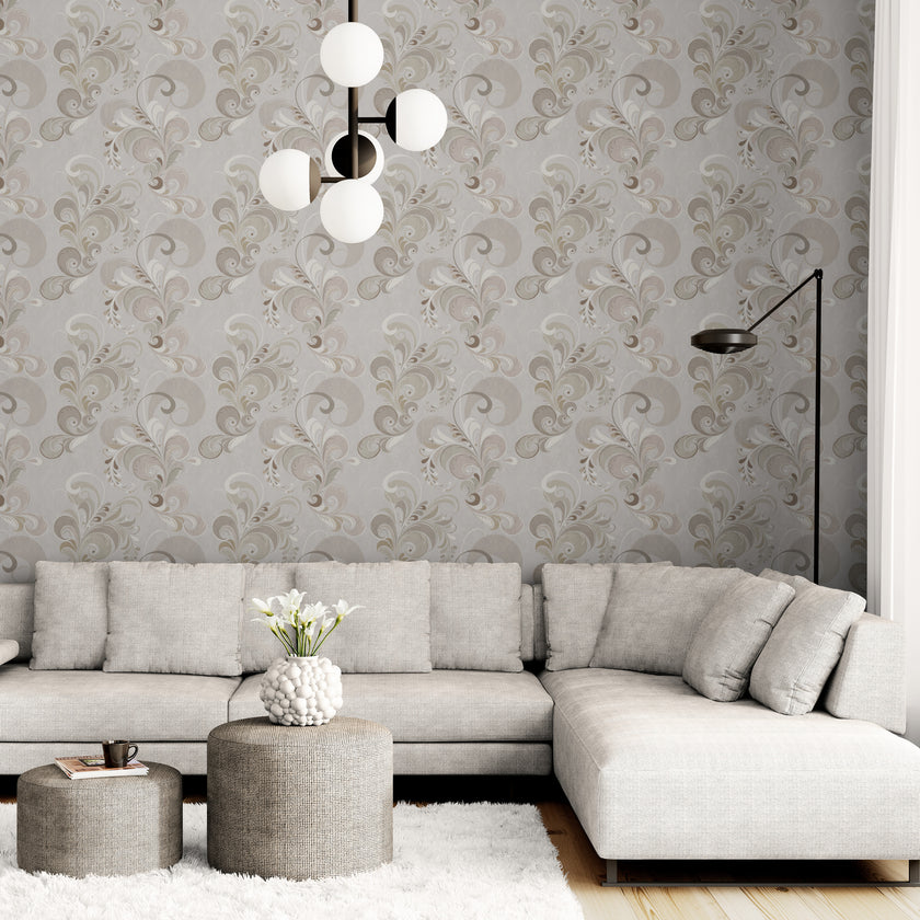 GDM0022 Marina Makaron Designs Paisley in Teal Wallpaper Panel 26 inch Wide x 6ft, 9ft, and 12ft Long