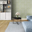 GP1033 Narrow Retro Arches Wallpaper Panels in Muted Moss Green