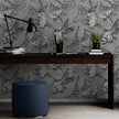 GP3033 Goldfish on Silver Premium Peel and Stick Wallpaper Panel 6 Ft High x 26 Wide in Black Silver