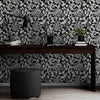 GDSL5003 Dahlias Premium Peel and Stick Wallpaper Panel 26 inch Wide in Light Teal White Black