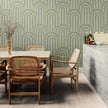 GP1033 Narrow Retro Arches Wallpaper Panels in Muted Moss Green