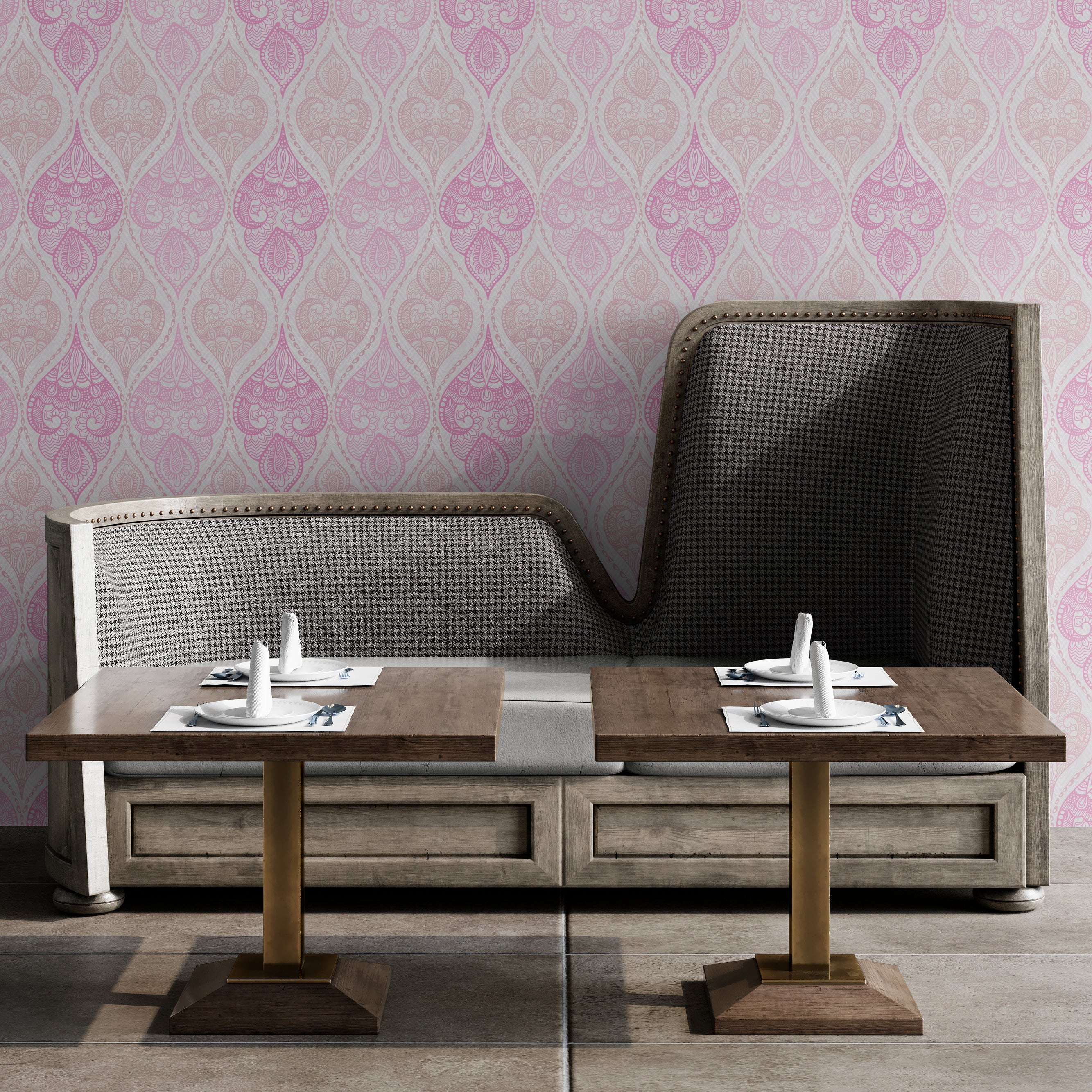 GW0172 Pink Stone Paisley Wallpaper Panel