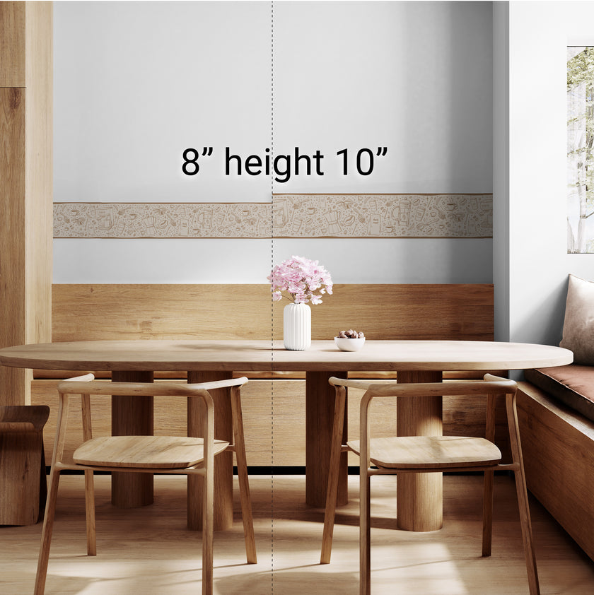 GB8001g8 Cafe Coffee House Peel and Stick Wallpaper Border 10in or 8in Height x 15ft Long Brown Beige