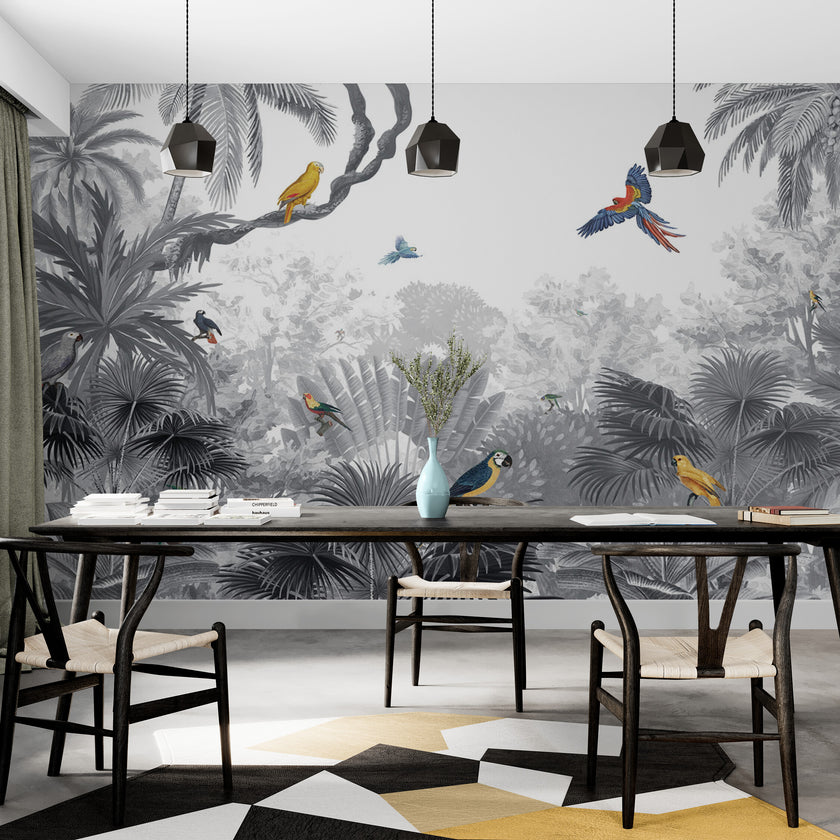 GDSE3030 Canopy Jungle Wallpaper Mural Premium Peel and Stick Material 26in Wide x 9 ft. Gray