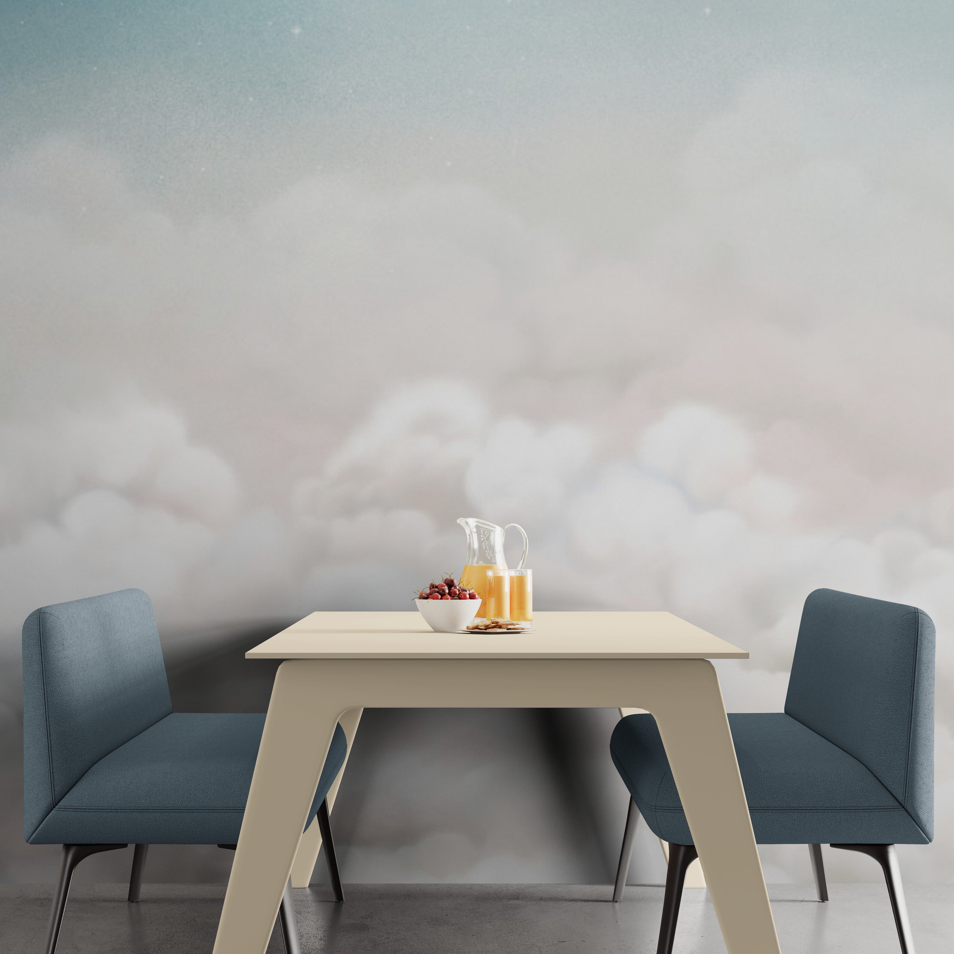 GDSE3550 Calming Clouds Wallpaper Mural Premium Peel and Stick Material 26in Wide x 9 ft. Blue