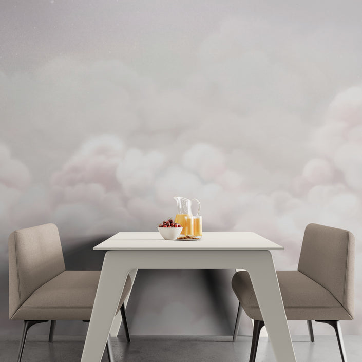 GDSE3551 Calming Clouds Wallpaper Mural Premium Peel and Stick Material 26in Wide x 9 ft. Pink