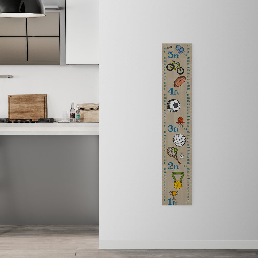 GA1004 Children’s Peel & Stick Growth Chart Sports Club Kids