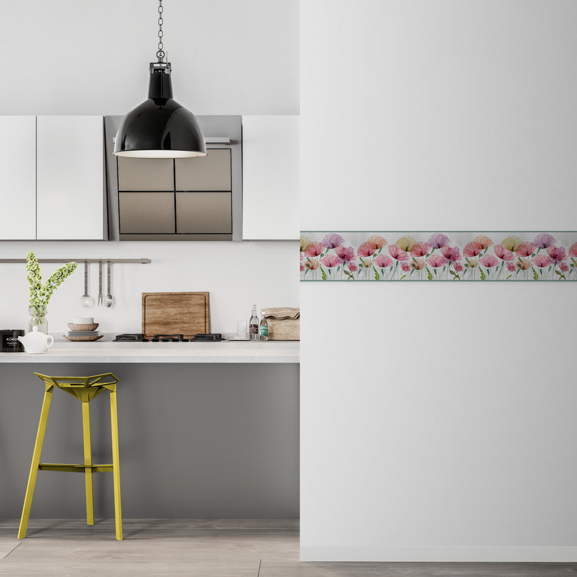 GB5080g8 Oshibana Botanicals Peel and Stick Wallpaper Border 8in or 10in Height x 15ft Long Red Multicolored