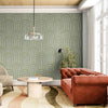 GP1033 Narrow Retro Arches Wallpaper Panels in Muted Moss Green