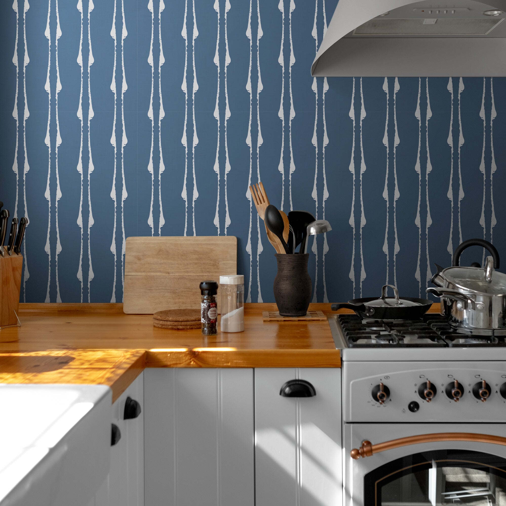 GDP6003 Twisted Twig Premium Peel and Stick Wallpaper Panel 6 Ft High x 26 Wide in Muted Navy