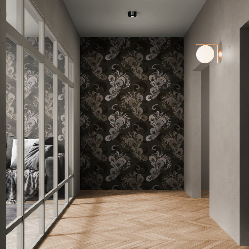 GDM0023 Marina Makaron Designs Paisley in Beige Gray Soft Pink Wallpaper Panel 26 inch Wide x 6ft, 9ft, and 12ft Long