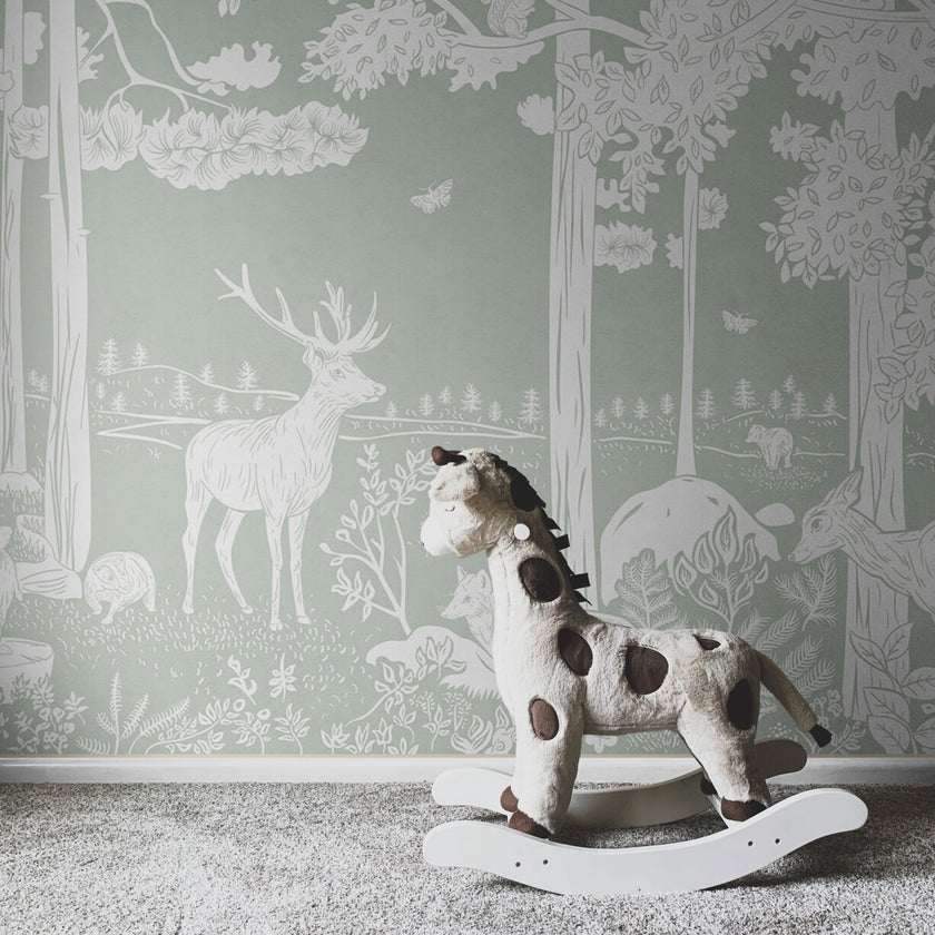 GDSE3089 Monochrome Forest Wallpaper Premium Peel and Stick Material 26in Wide x 9 ft. Pink