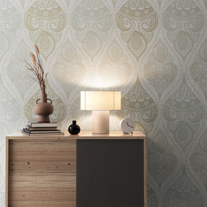 GW0174 Serene Stone Blue Paisley Wallpaper Panel