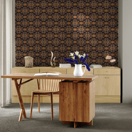 Marina Makaron Wallpaper Panel in Brown Black Beige