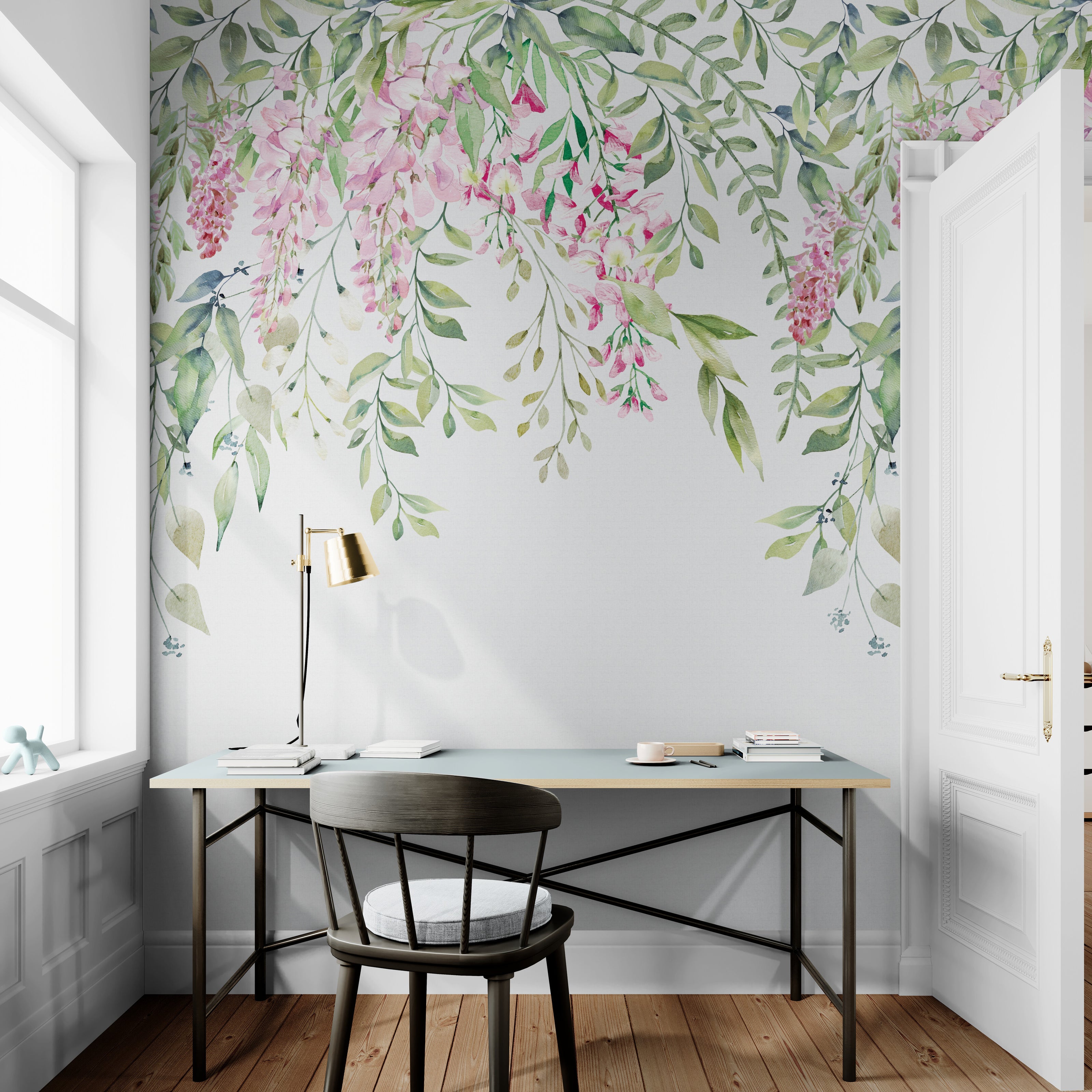 GE5120 Lush Wisteria Endless Mural (3) 26in wide panels x 108in Height Pink Green