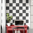 GW0200 Check Faux Grasscloth Plain weave Texture Wallpaper Roll 19 inch Wide x 18 ft. Long in Black White