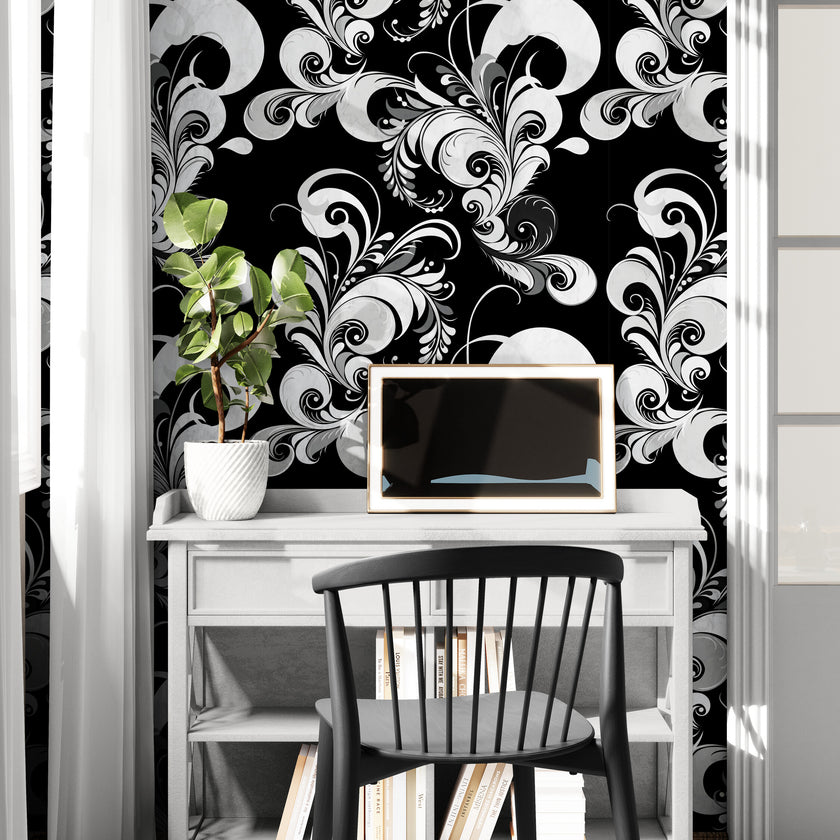 GDM0022 Marina Makaron Designs Paisley in Teal Wallpaper Panel 26 inch Wide x 6ft, 9ft, and 12ft Long