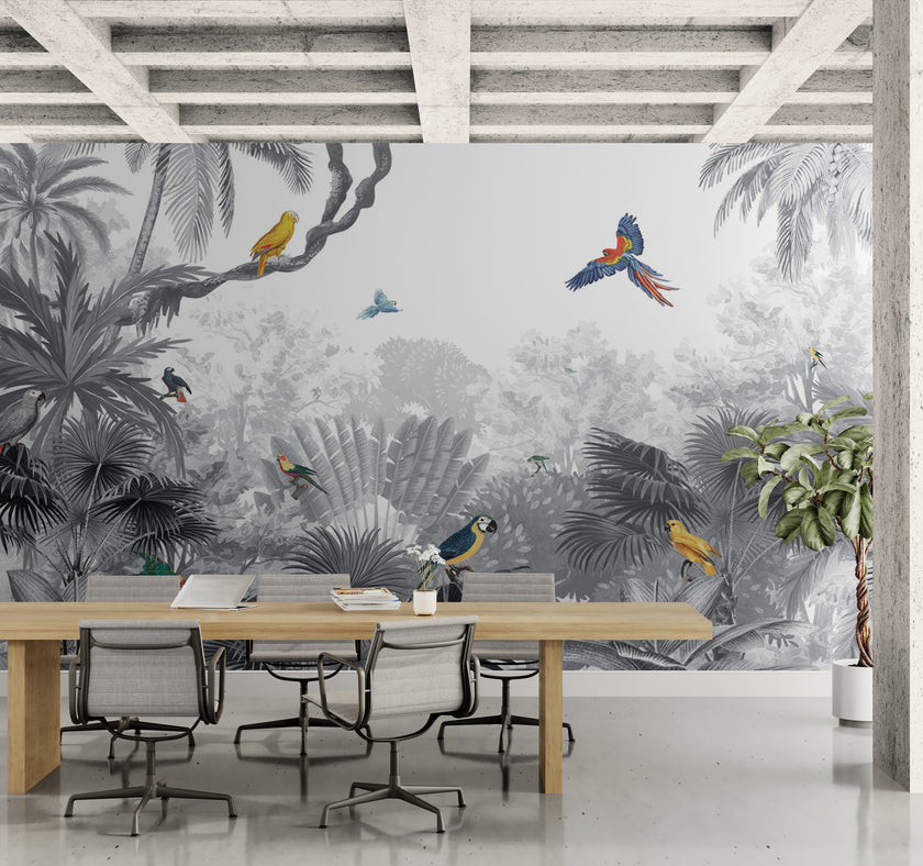 GDSE3030 Canopy Jungle Wallpaper Mural Premium Peel and Stick Material 26in Wide x 9 ft. Gray