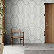 GP1036 Narrow Retro Arches Wallpaper Panels in Light Gray Beige