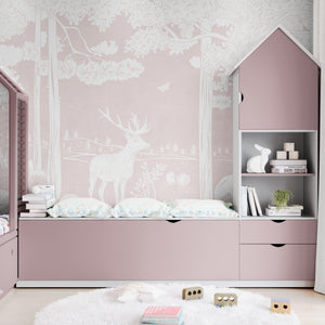 GDSE3089 Monochrome Forest Wallpaper Premium Peel and Stick Material 26in Wide x 9 ft. Pink