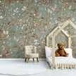 GDSE3180 Playful Robin Wallpaper Premium Peel and Stick Material 26in Wide x 6ft, 9 ft, 12ft, Vintage Green