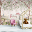 GDSE3120 Unicorn Forest Wallpaper Premium Peel and Stick Material 26in Wide x 6ft, 9 ft, 12ft, Pink Green