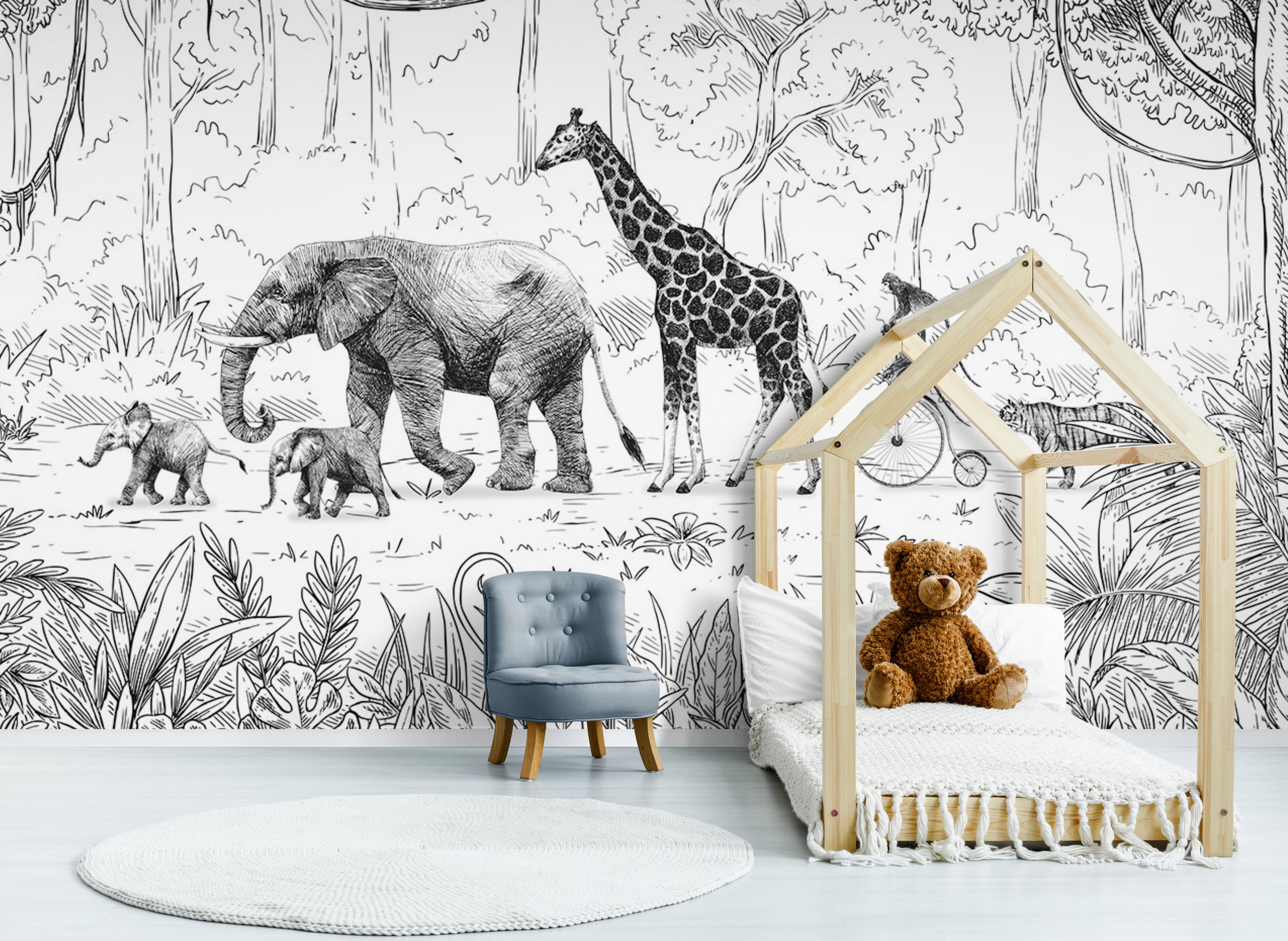 GDSE3012 Animal Parade Wallpaper Mural Premium Peel and Stick Material 26in Wide x 9 ft. Green