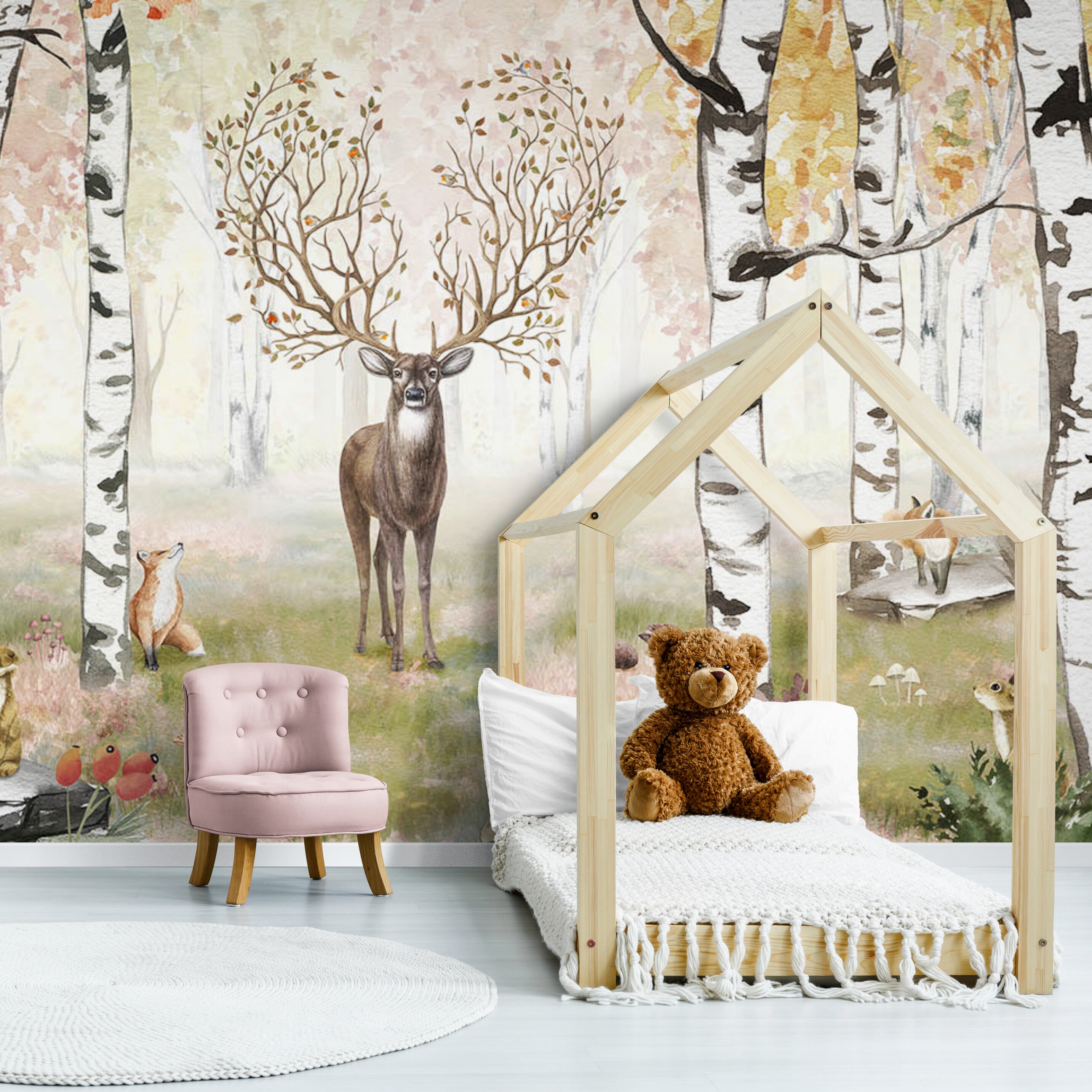 GDSE3000 Amazing Antlers Autumn Wallpaper Mural, Premium Peel and Stick Material 26in Wide x 9 ft. Multi-colored