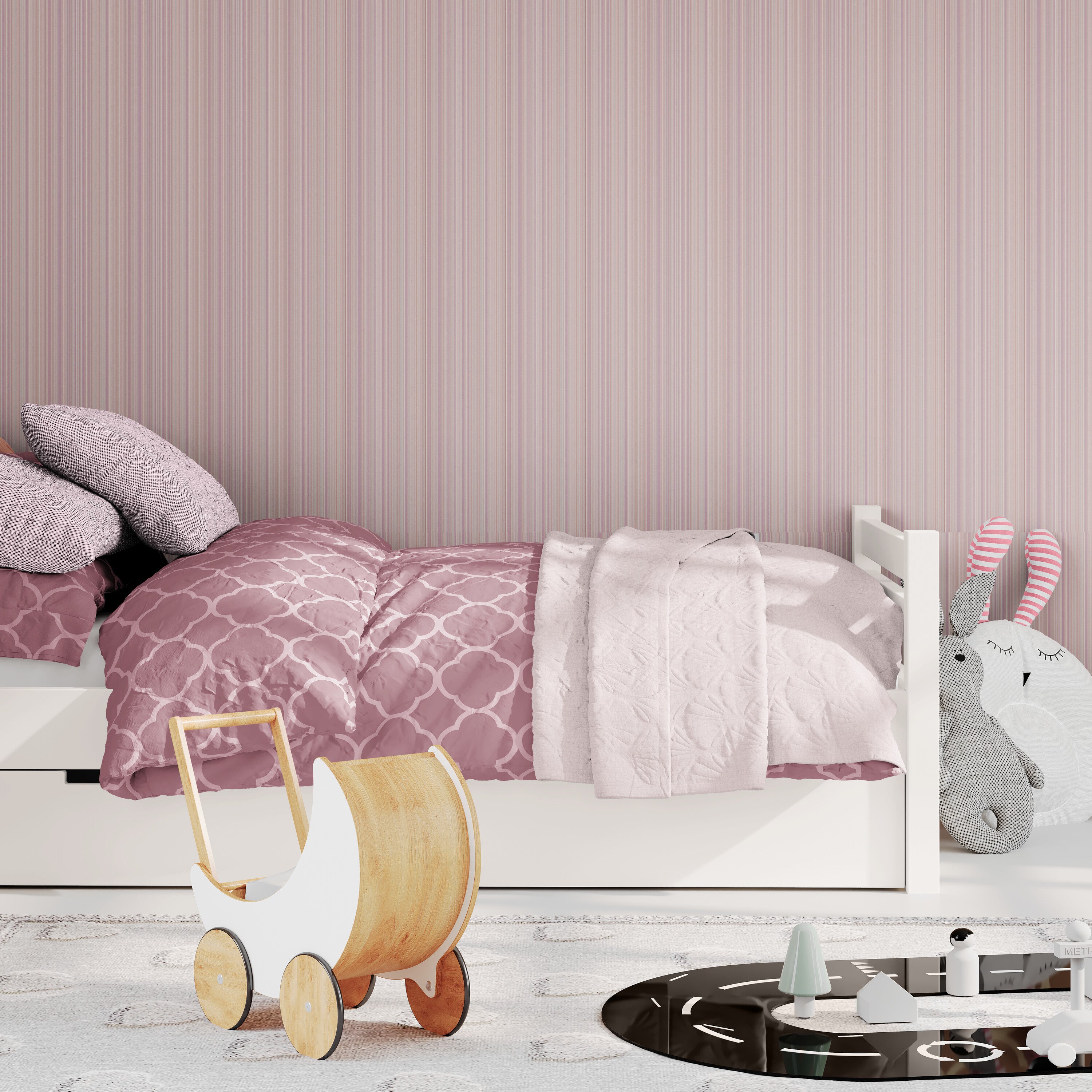 GP6002 Barcode Stripe Wallpaper Panels in Champagne Pink