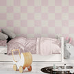 GW0203 Check Faux Grasscloth Plain Weave Texture Wallpaper Roll 19 inch Wide x 18 ft. Long in Pink White