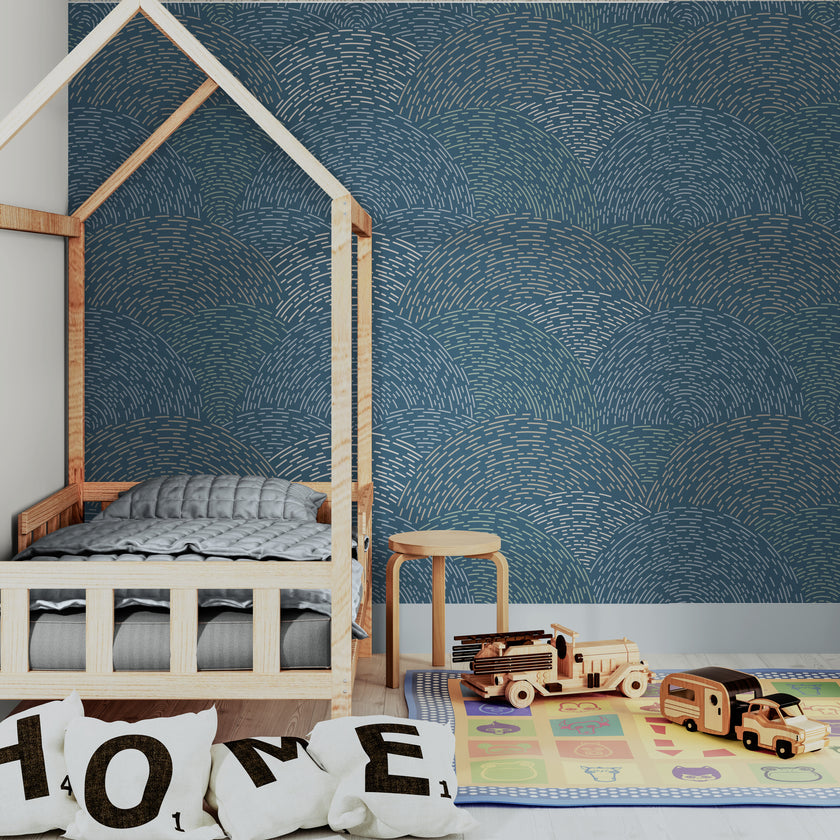 GE0002 Radial Escape Grace & Gardenia Endless Mural Navy