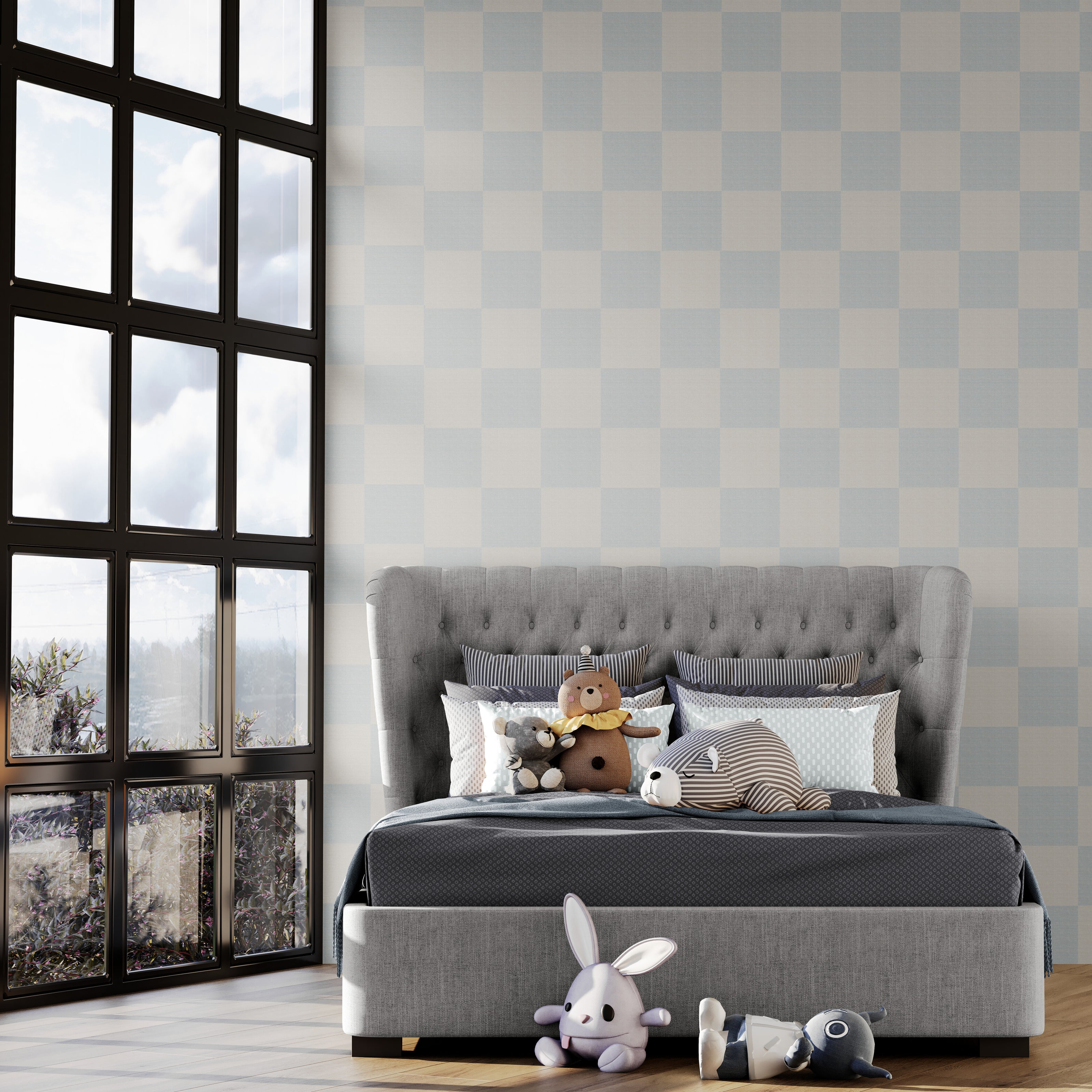 GW0203 Check Faux Grasscloth Plain Weave Texture Wallpaper Roll 19 inch Wide x 18 ft. Long in Pink White