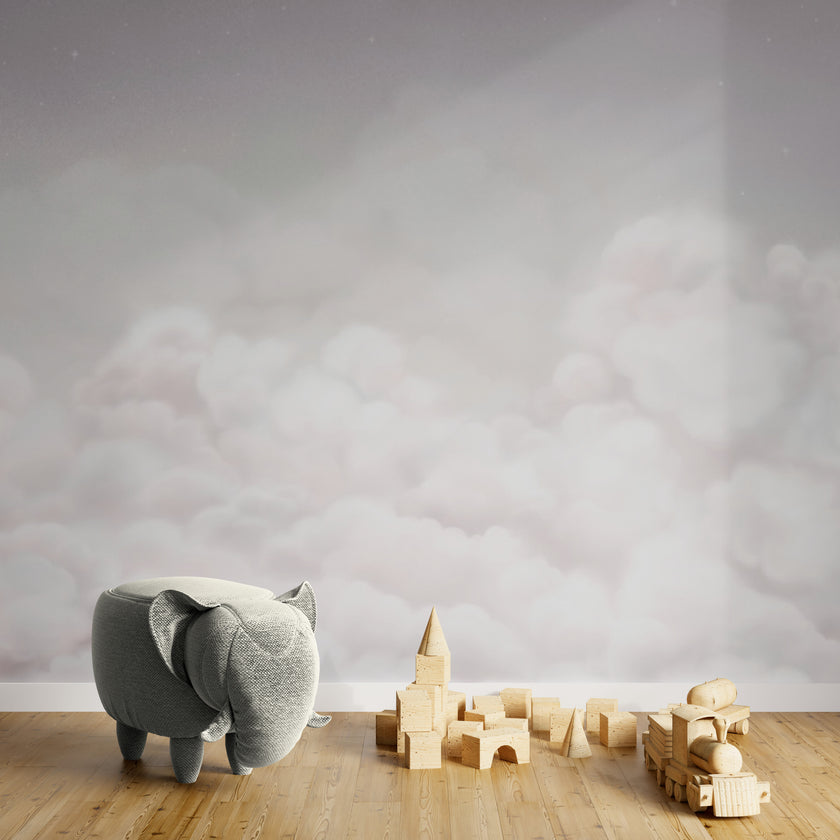 GDSE3551 Calming Clouds Wallpaper Mural Premium Peel and Stick Material 26in Wide x 9 ft. Pink