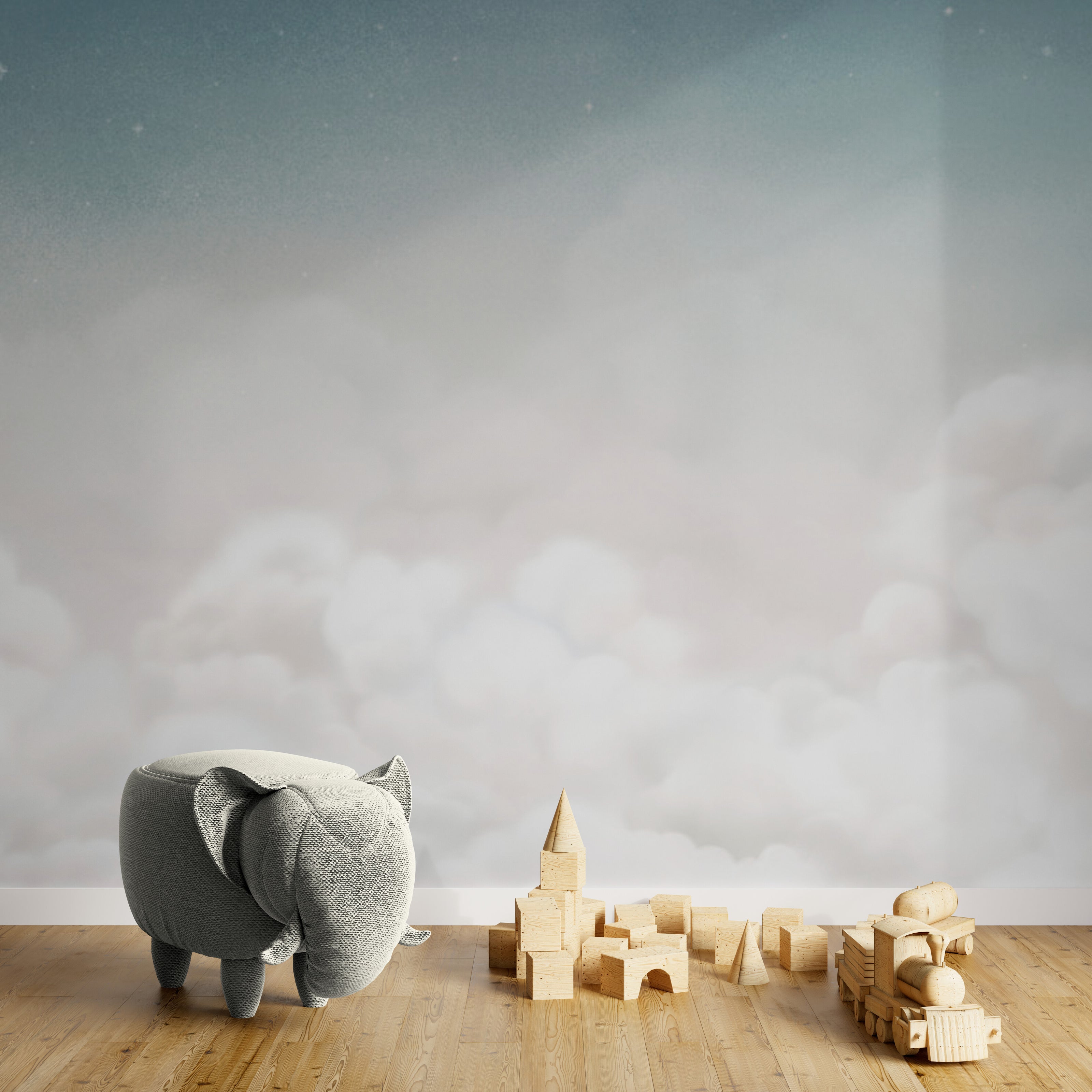 GDSE3550 Calming Clouds Wallpaper Mural Premium Peel and Stick Material 26in Wide x 9 ft. Blue